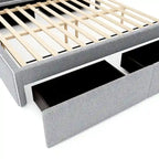 Upholstered Platform Bed with 4 Drawers and Golden Edge