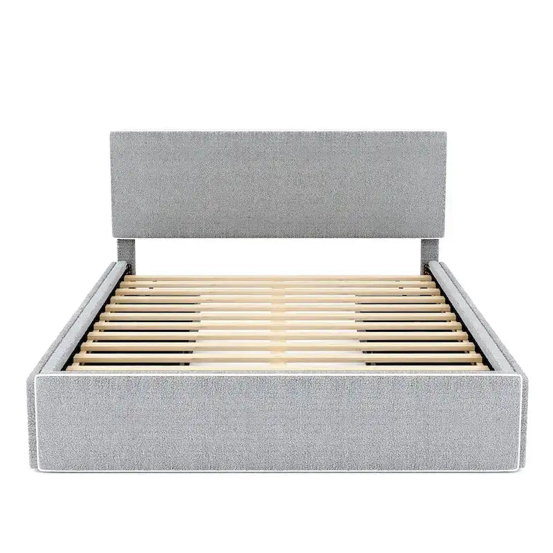 Upholstered Platform Bed with 4 Drawers and Golden Edge-39