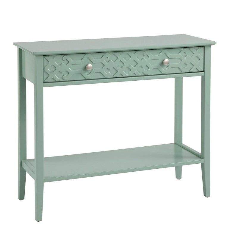 Console Table with Drawer - White/Mint/Blush Pink-13