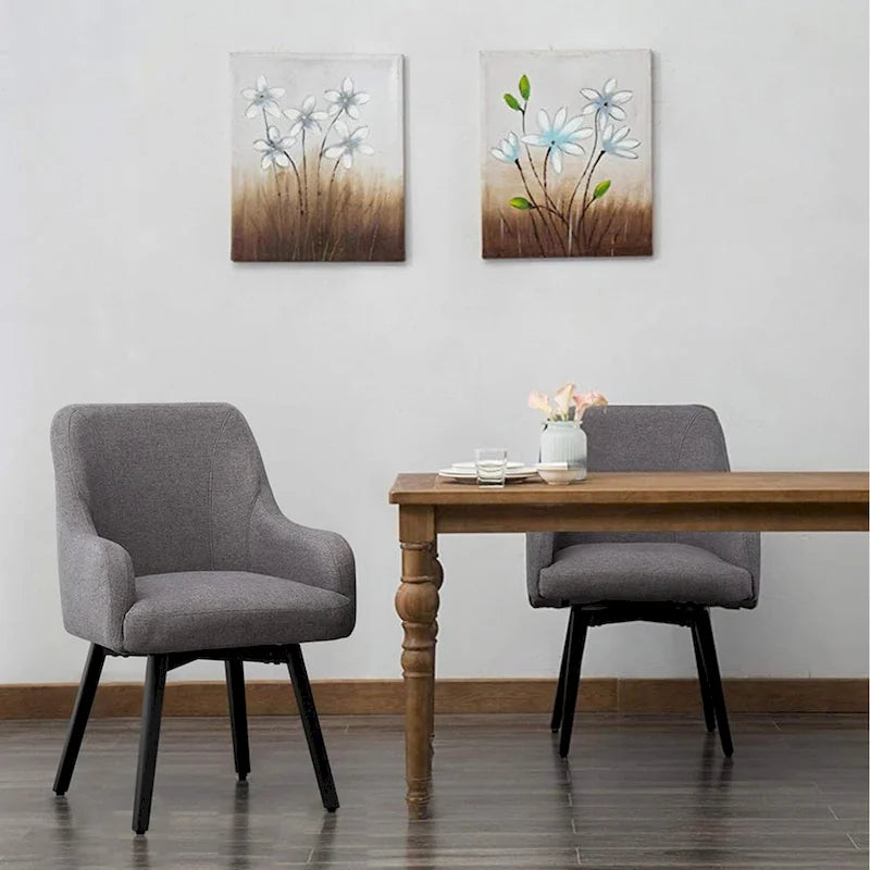 Swivel Dining Chairs Set of 2 Upholstered Accent Chairs Living Room Chairs Desk Office Arm Chair