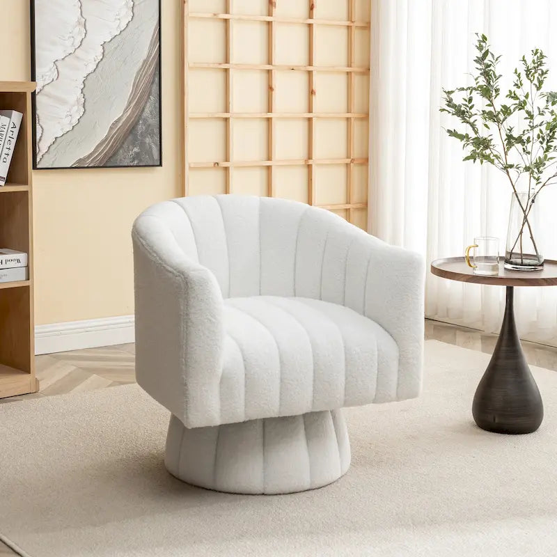Velvet Swivel Accent Chair - Round Barrel Style - Single Seat
