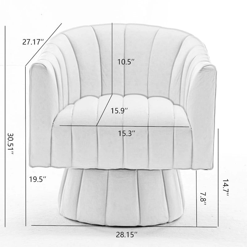 Velvet Swivel Accent Chair - Round Barrel Style - Single Seat-5