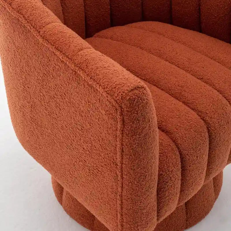 Velvet Swivel Accent Chair - Round Barrel Style - Single Seat-12