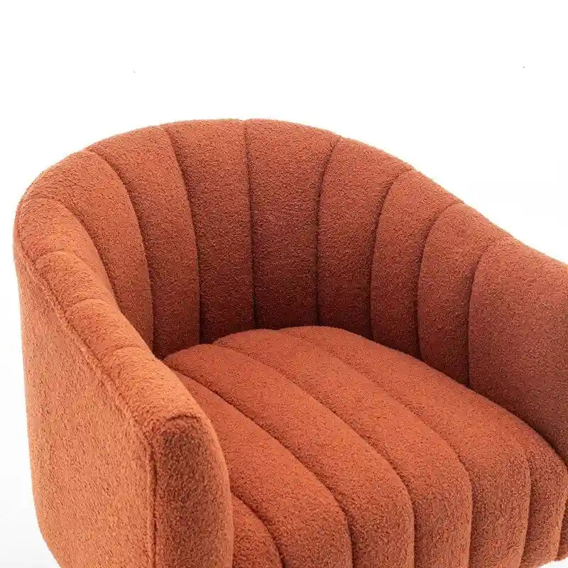 Velvet Swivel Accent Chair - Round Barrel Style - Single Seat-13
