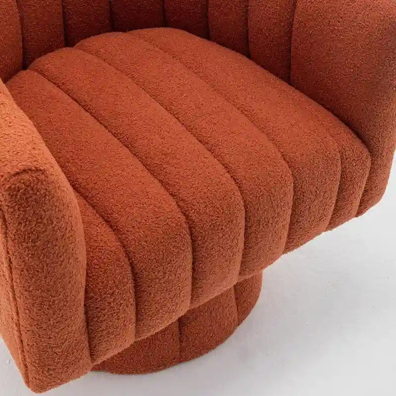 Velvet Swivel Accent Chair - Round Barrel Style - Single Seat-17