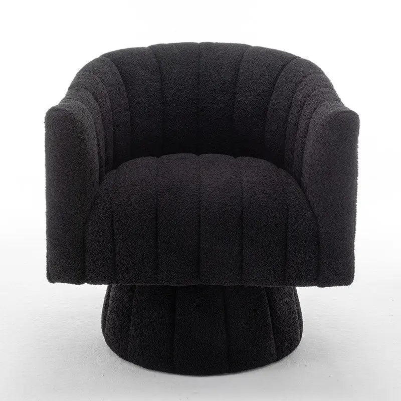 Velvet Swivel Accent Chair - Round Barrel Style - Single Seat-20