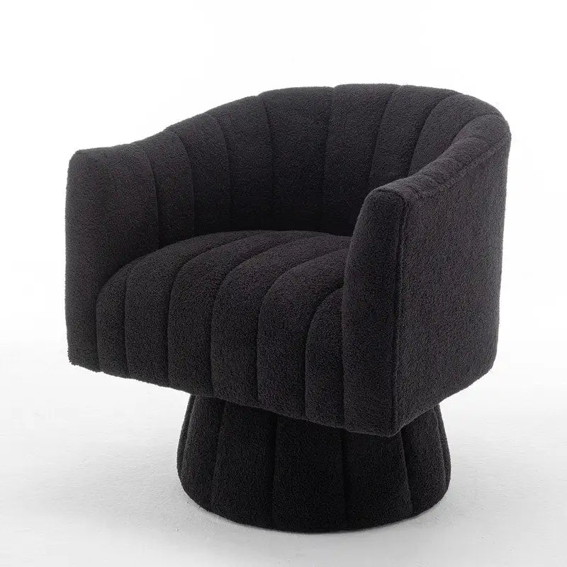 Velvet Swivel Accent Chair - Round Barrel Style - Single Seat-21
