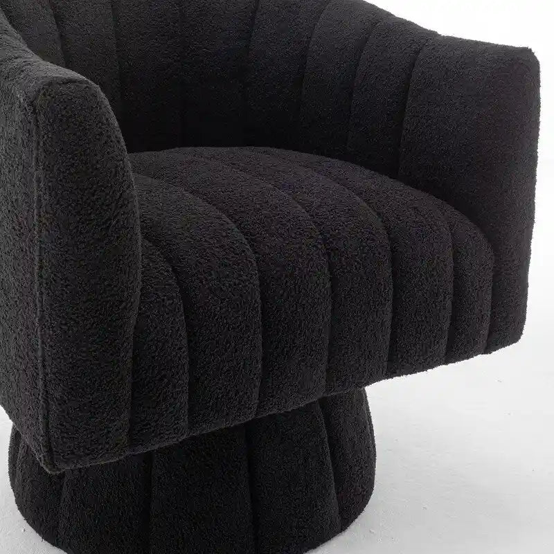 Velvet Swivel Accent Chair - Round Barrel Style - Single Seat-25