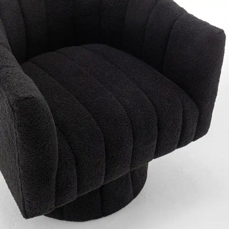 Velvet Swivel Accent Chair - Round Barrel Style - Single Seat-31