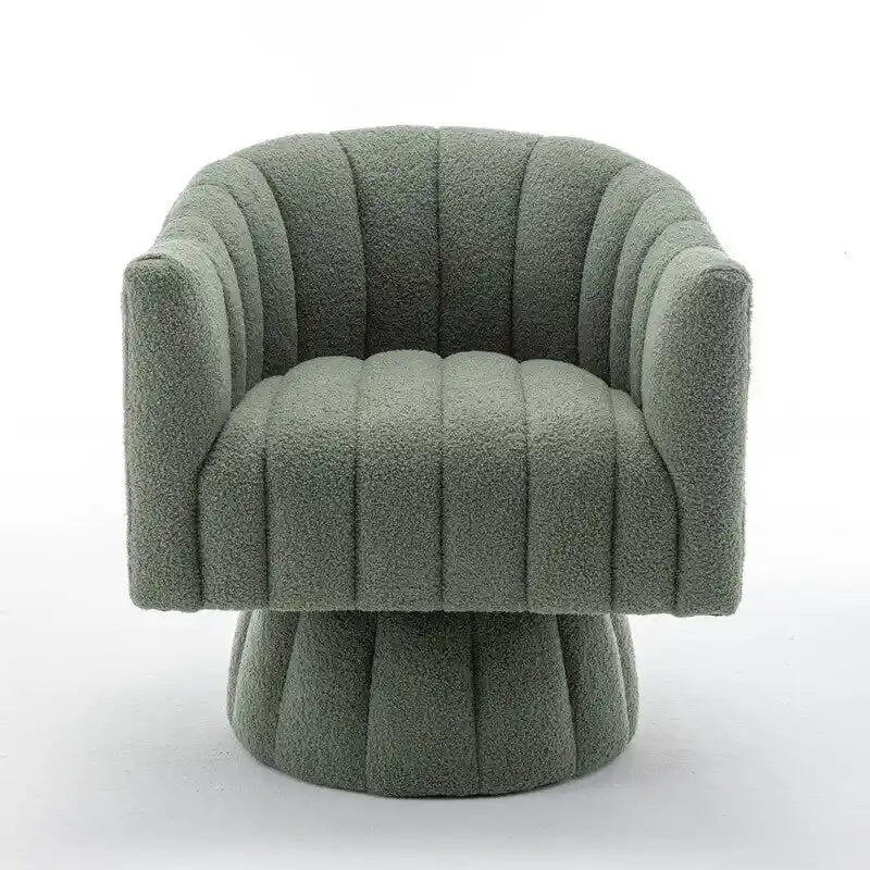 Velvet Swivel Accent Chair - Round Barrel Style - Single Seat-33