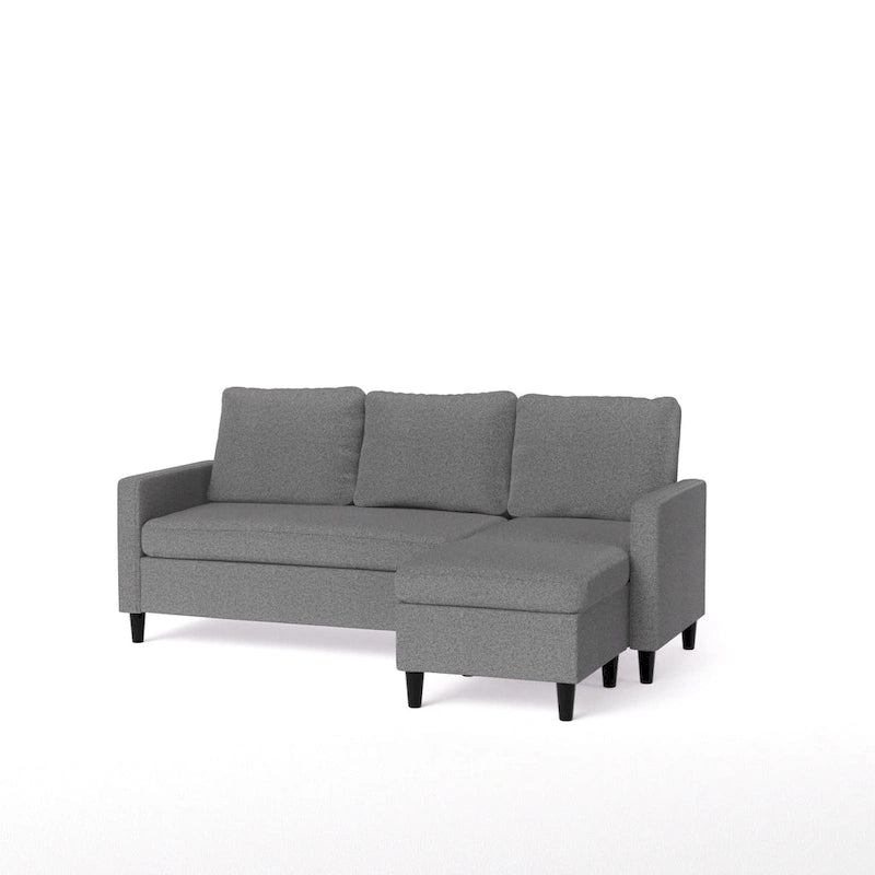 Grey Convertible Sectional Sofa with Reversible Chaise - 3 Seater-7