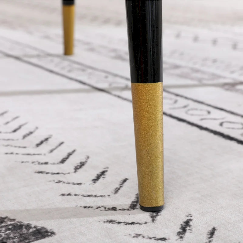 White Round Dining Table Set with 4 Velvet Chairs-11