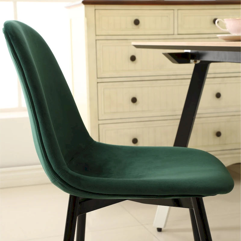 White Round Dining Table Set with 4 Velvet Chairs-17