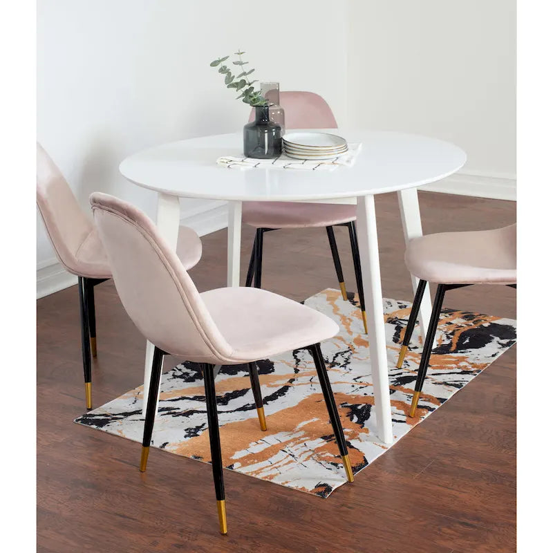 White Round Dining Table Set with 4 Velvet Chairs-24