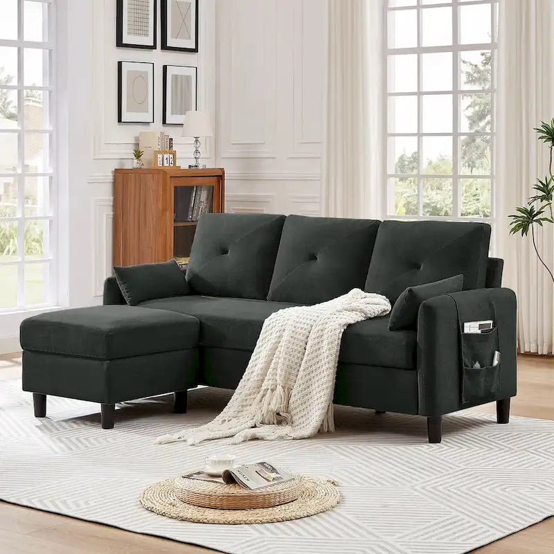 77.36 Inches Modern Sectional Sofa with Reversible Ottoman and Side Storage Pocket-32