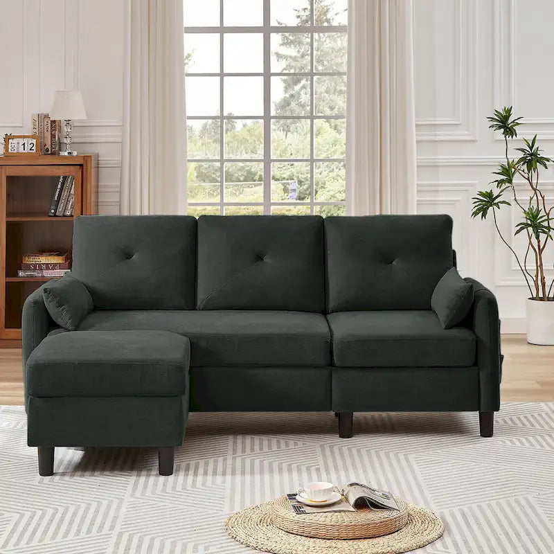 77.36 Inches Modern Sectional Sofa with Reversible Ottoman and Side Storage Pocket-11
