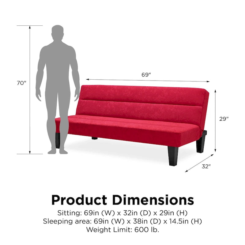 Microfiber Futon Sofa Bed - Convertible Sleeper for 1-2 People-17