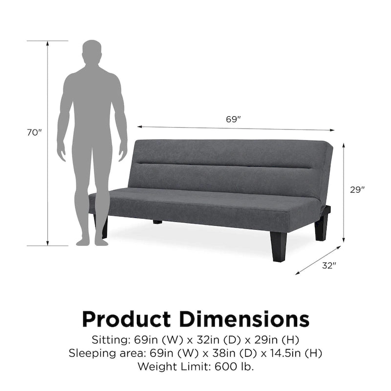 Microfiber Futon Sofa Bed - Convertible Sleeper for 1-2 People-32