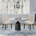 Beige Tufted Dining Chairs Set of 2