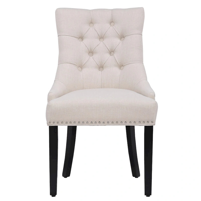 Beige Tufted Dining Chairs Set of 2