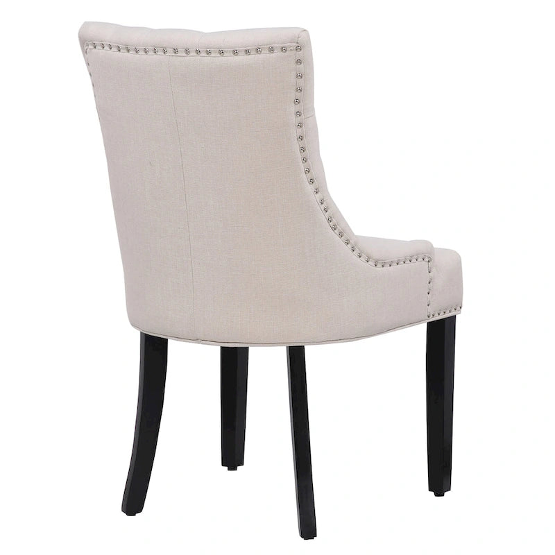 Beige Tufted Dining Chairs Set of 2-16