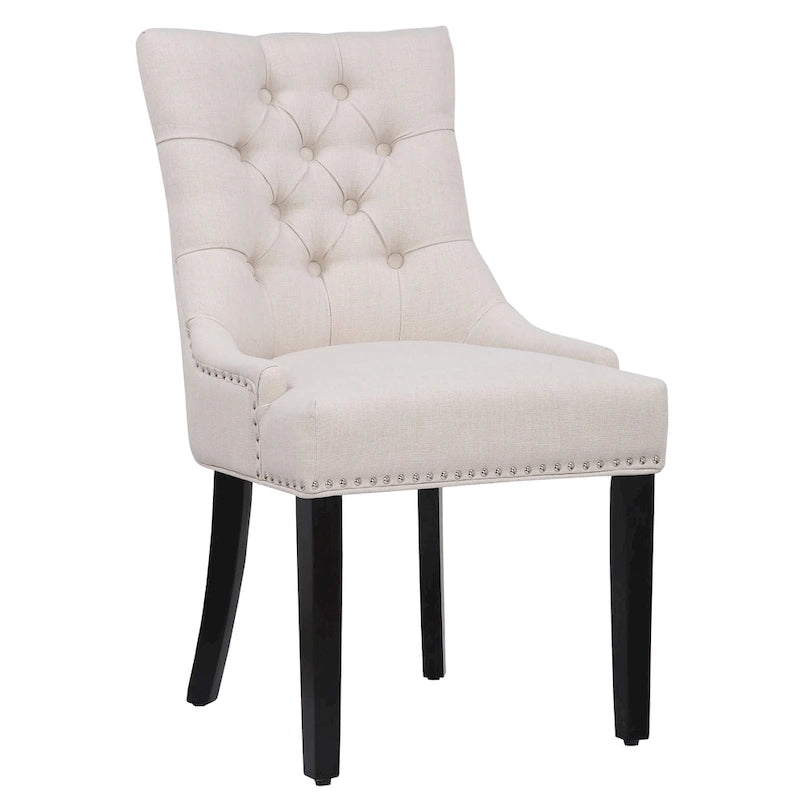 Beige Tufted Dining Chairs Set of 2