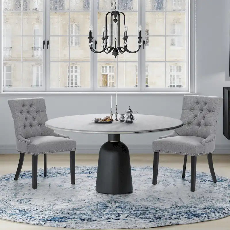 Beige Tufted Dining Chairs Set of 2