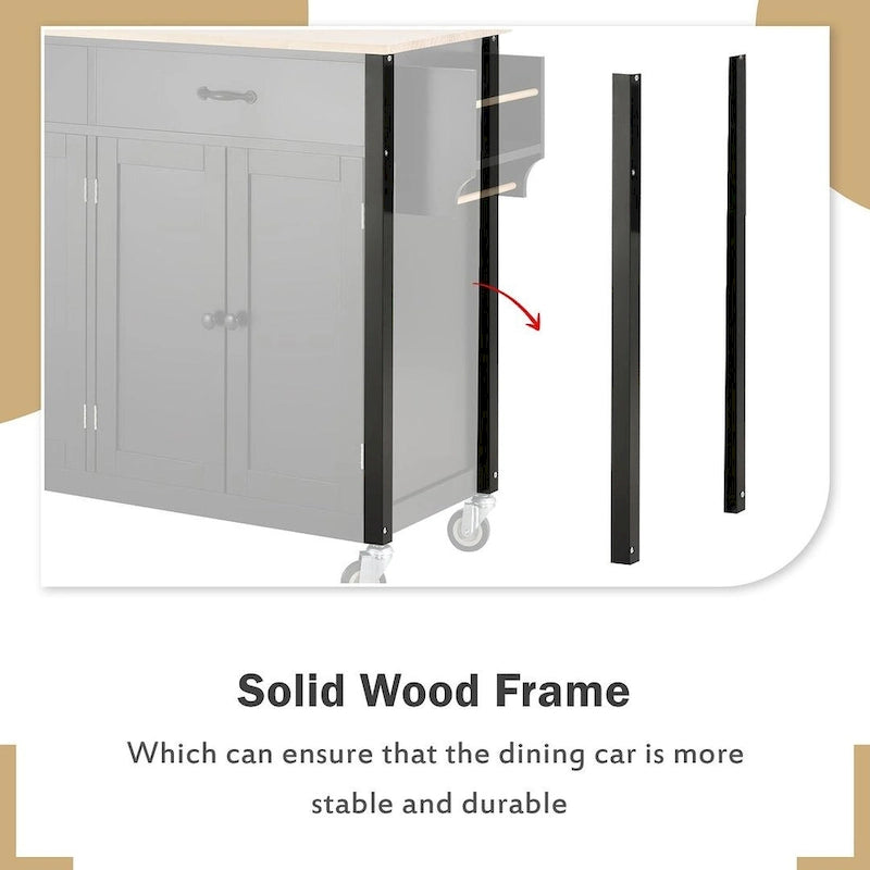 54.3 W Solid Wood Countertop Kitchen Cart with 4 Door Cabinet and 2 Drawers-22