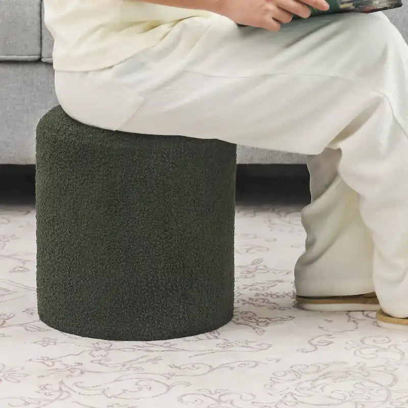 Adeco Footrest Ottoman 13 inches Fabric Stool for Living Room Bedroom-9