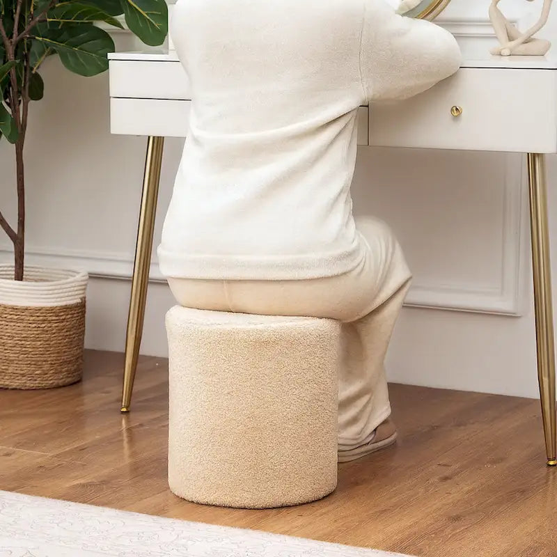 Adeco Footrest Ottoman 13 inches Fabric Stool for Living Room Bedroom-25