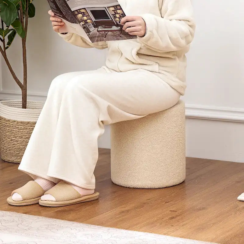 Adeco Footrest Ottoman 13 inches Fabric Stool for Living Room Bedroom-26