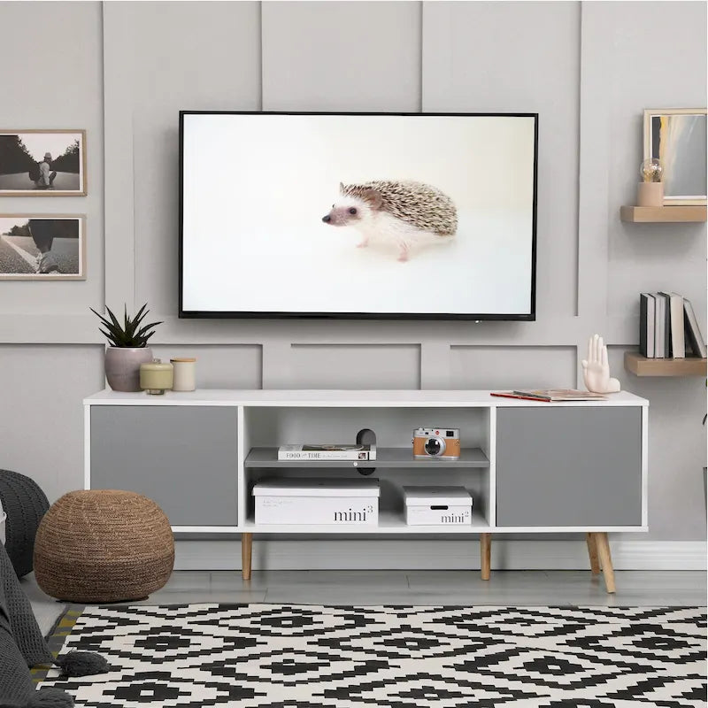 Wood TV Stand for 60" - Mid-Century Modern with Storage-15