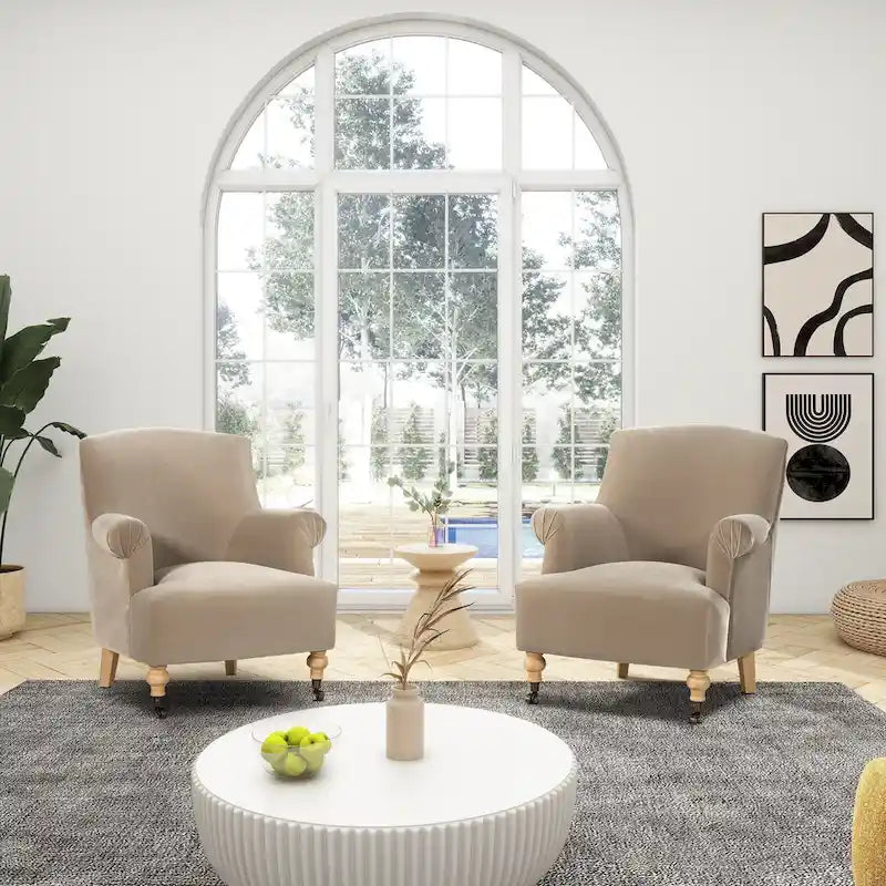 Velvet Pleated Sock Arm Accent Chair - Single Seater