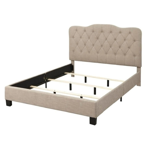 Upholstered Bed - Button-Tufted Velvet/Linen - Queen/Full Size