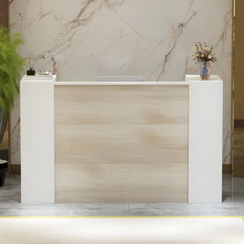 L-Shaped Reception Desk with Adjustable Storage Shelf-4