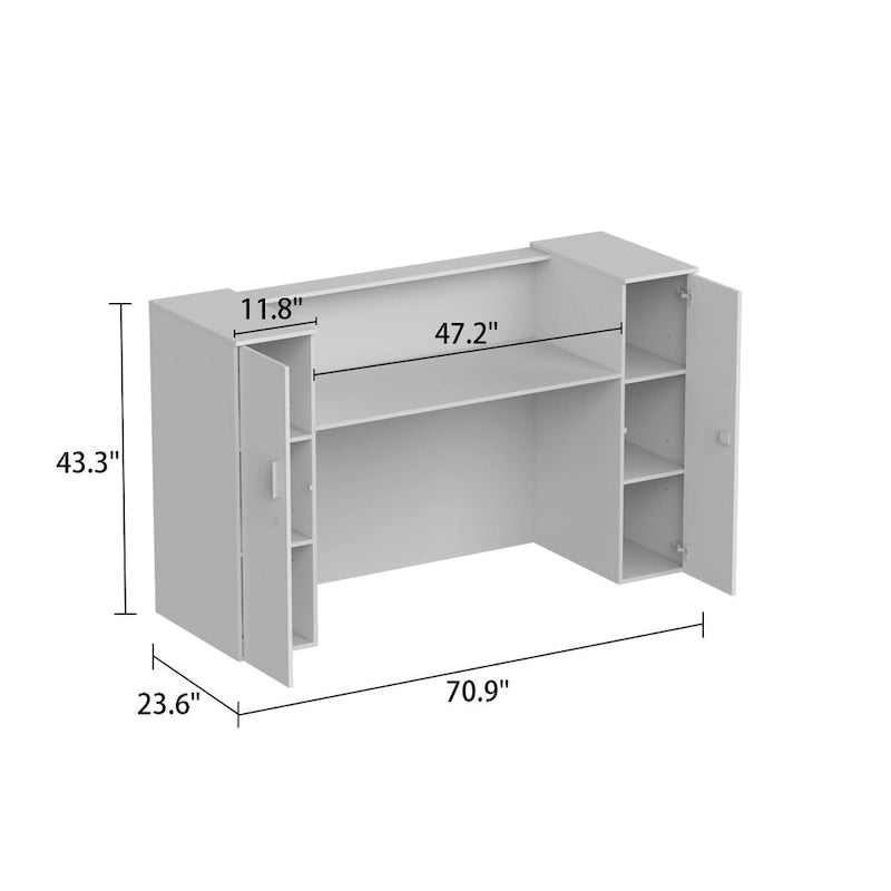 L-Shaped Reception Desk with Adjustable Storage Shelf-6