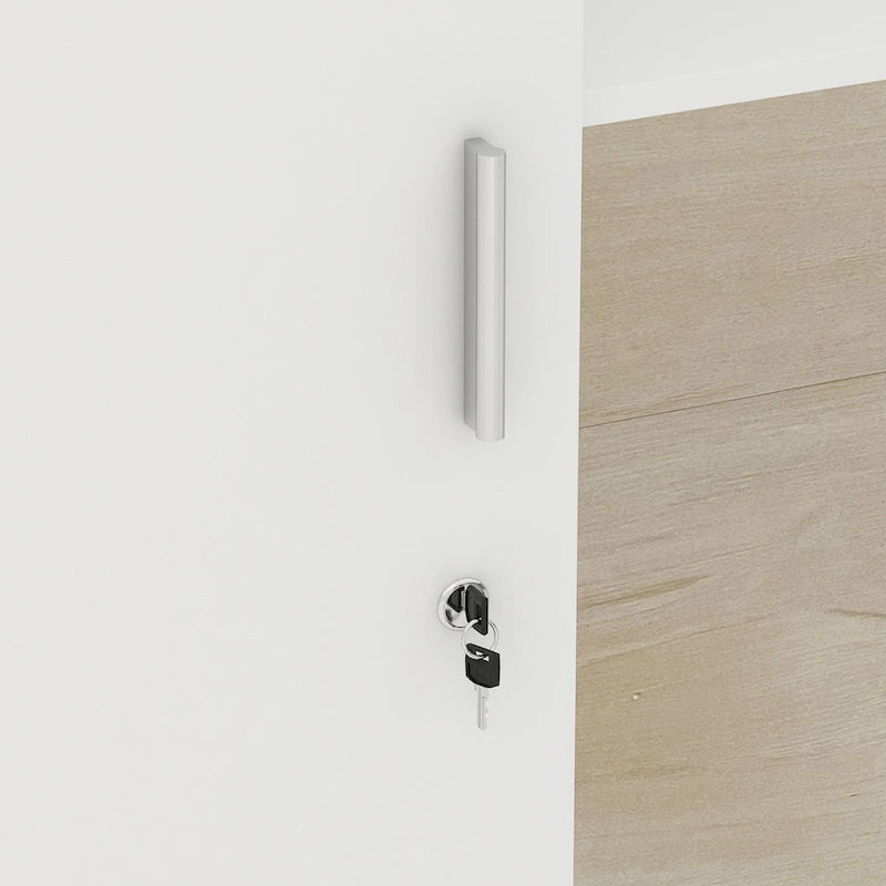 L-Shaped Reception Desk with Adjustable Storage Shelf-9