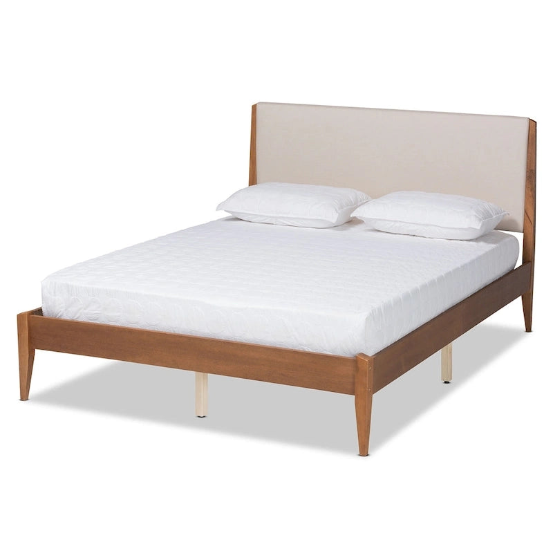 Beige Fabric Upholstered Platform Bed - Full/Queen/King