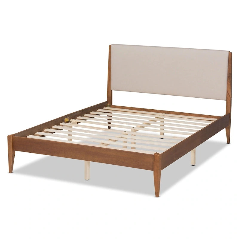 Beige Fabric Upholstered Platform Bed - Full/Queen/King