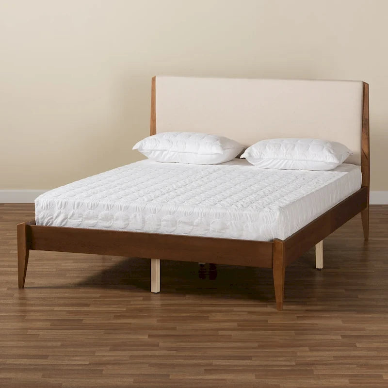 Beige Fabric Upholstered Platform Bed - Full/Queen/King-9