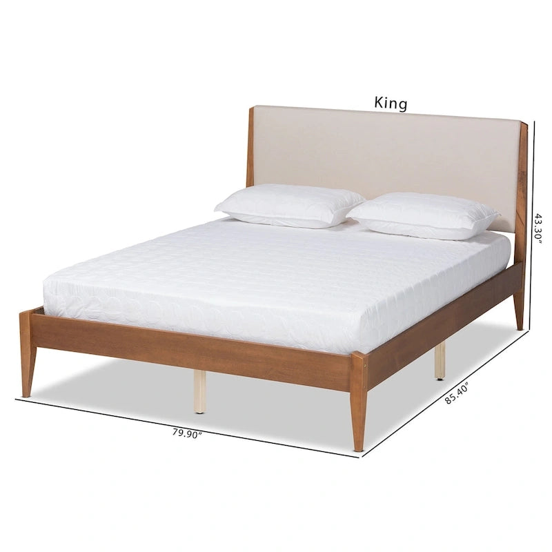 Beige Fabric Upholstered Platform Bed - Full/Queen/King-12
