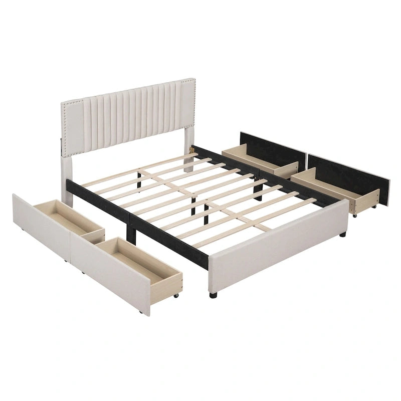Queen Size Upholstered Platform Bed-9