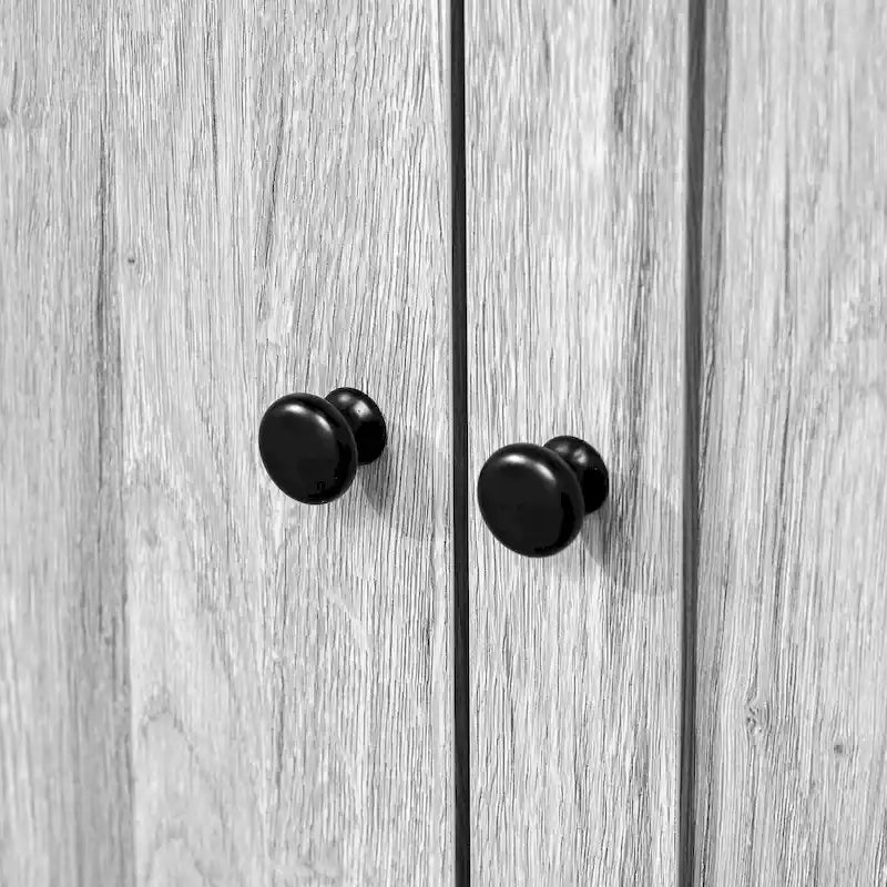 63.5" Ash Grey/White Kitchen Pantry Cabinet with Glass Doors-10