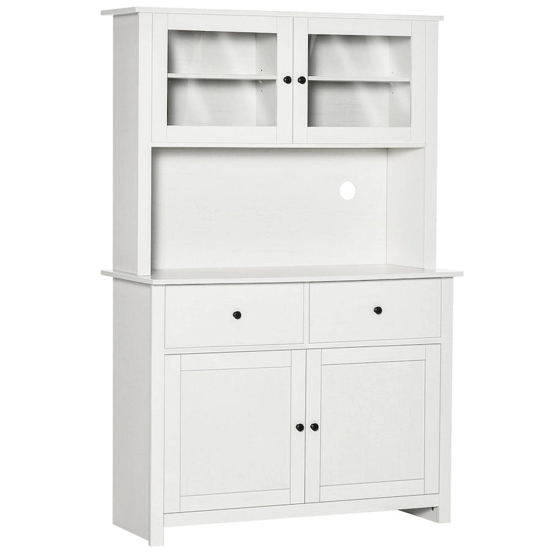 63.5" Ash Grey/White Kitchen Pantry Cabinet with Glass Doors-11