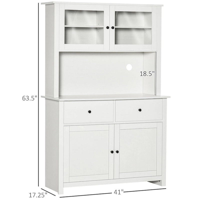 63.5" Ash Grey/White Kitchen Pantry Cabinet with Glass Doors-12