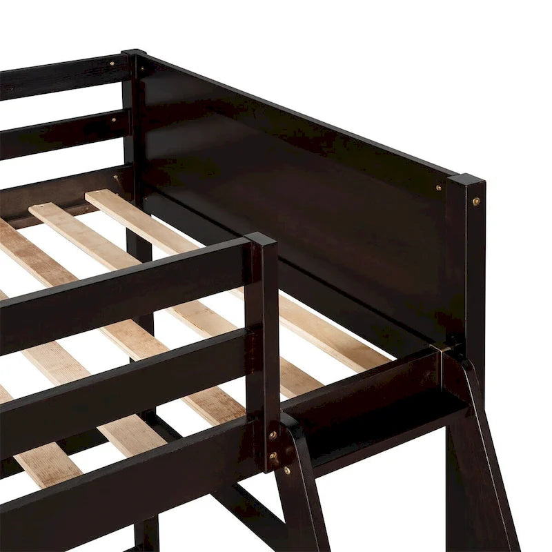 Natural Wood Twin Loft Bed with Ladder - Single Sleeper