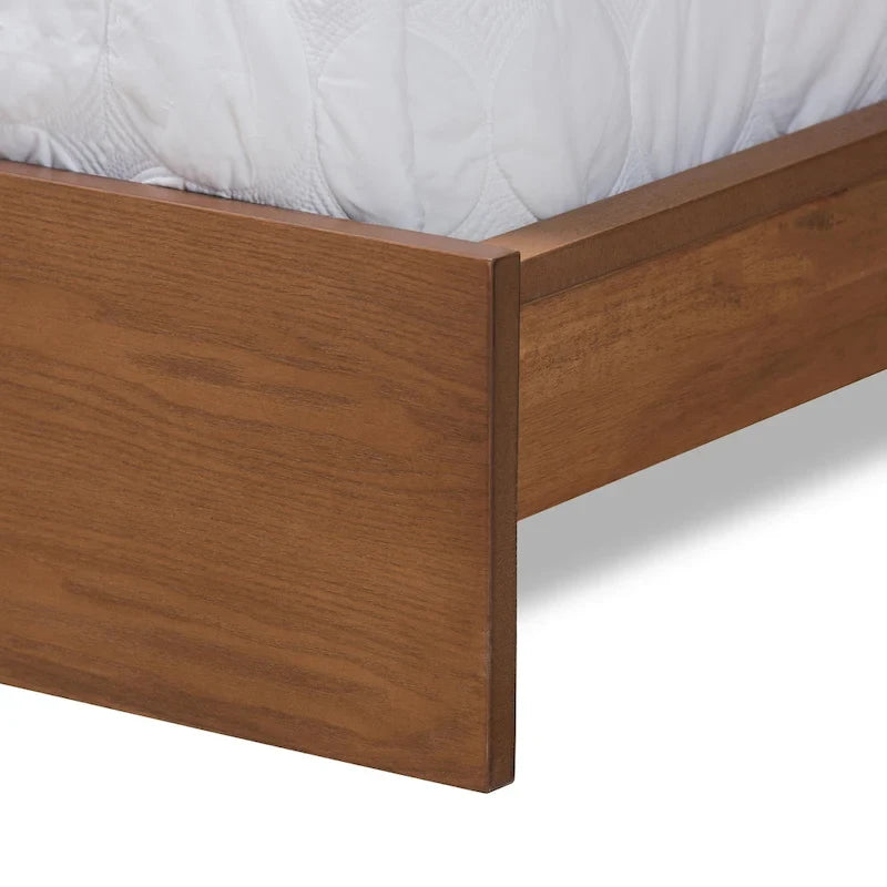 Light Grey Queen Storage Bed with Built-In Nightstands - Walnut Brown-8