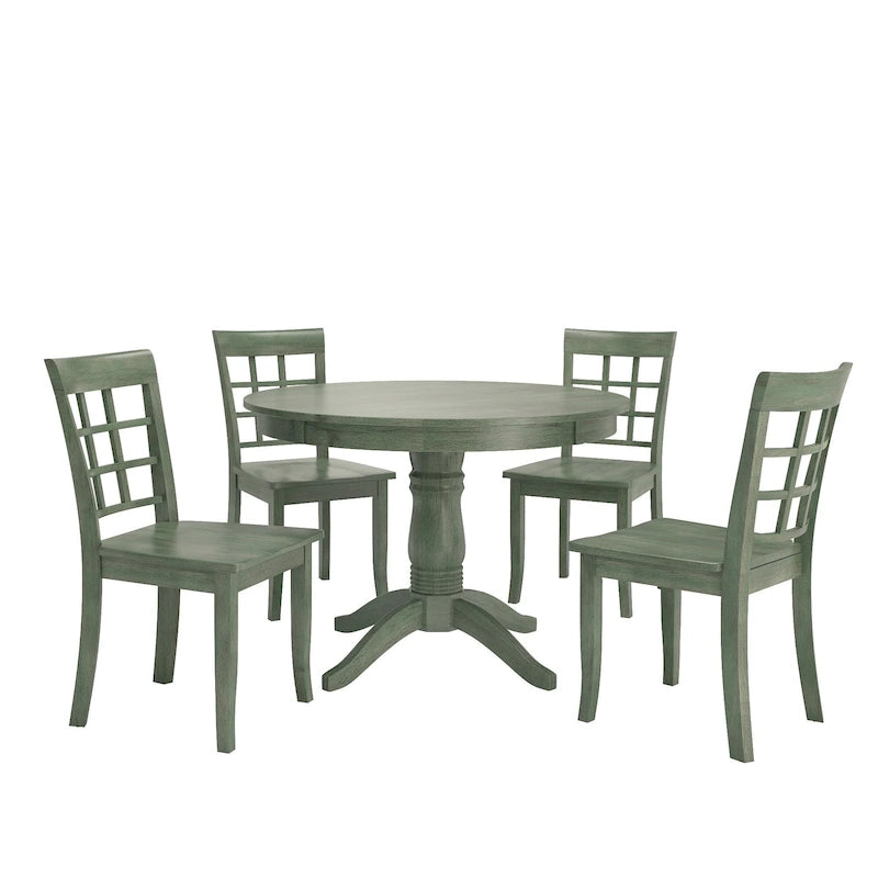 Sage Green Round Pedestal Dining Set - 5 Piece-15