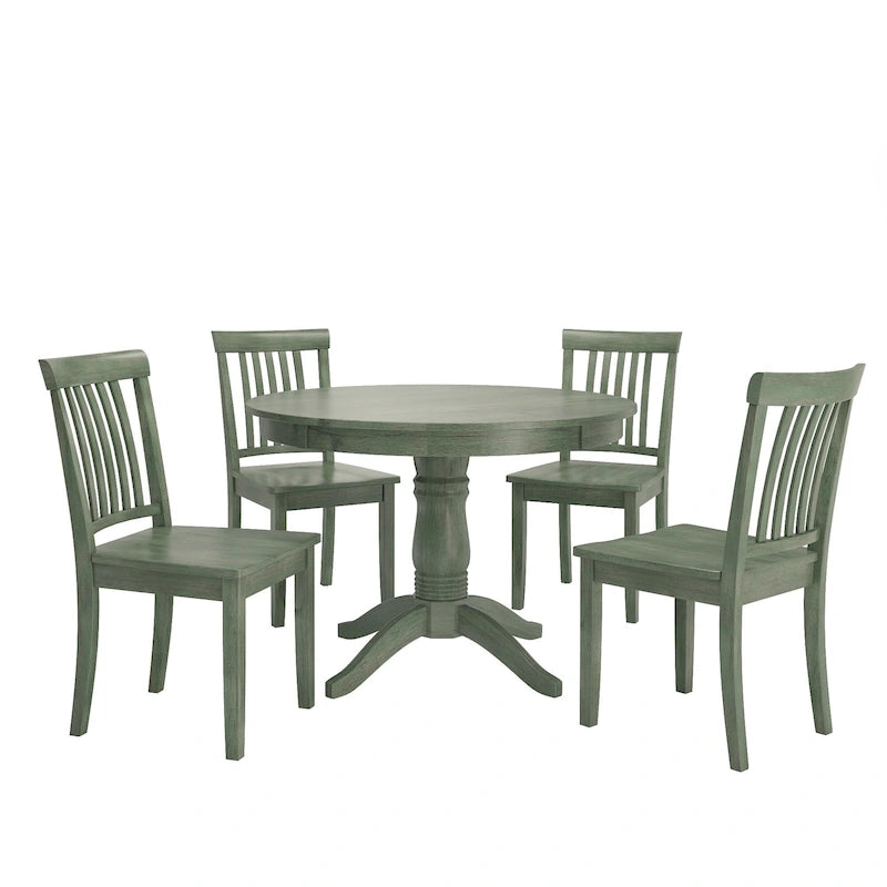 Sage Green Round Pedestal Dining Set - 5 Piece