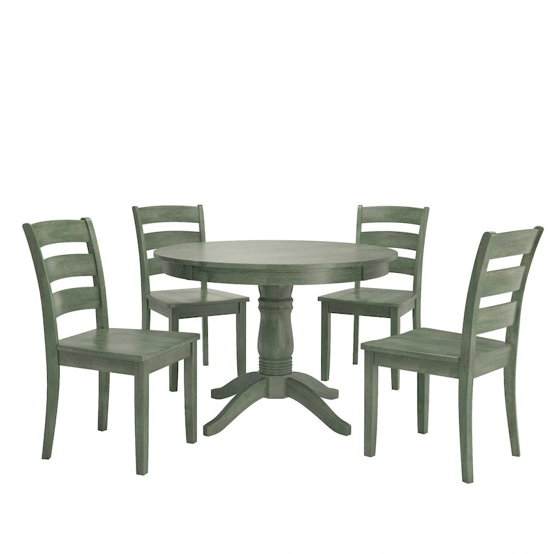 Sage Green Round Pedestal Dining Set - 5 Piece